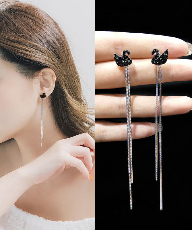 Black Swan Fringe Long Earrings Ear Line Studs Needle New Korea Black Swan Fringe Long Earrings Ear Line Studs Needle New Korea Hypoallergenic Wholers